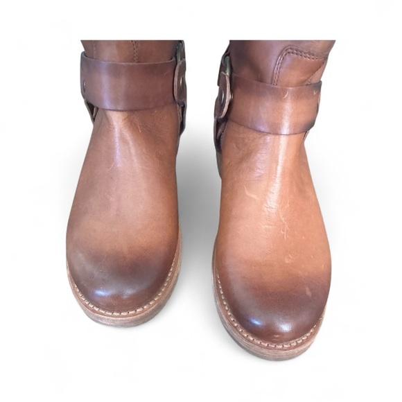 FRYE Veronica Harness Boots | Caramel Brown Moto Boho Fall Style | 9.5 - Picture 5 of 9